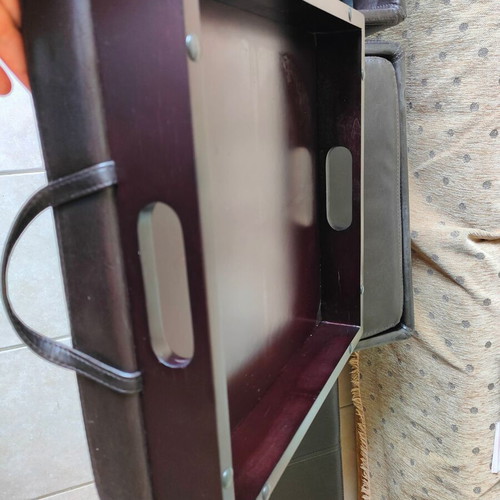 Leather stools like new, set of 2 with smaller inner stools