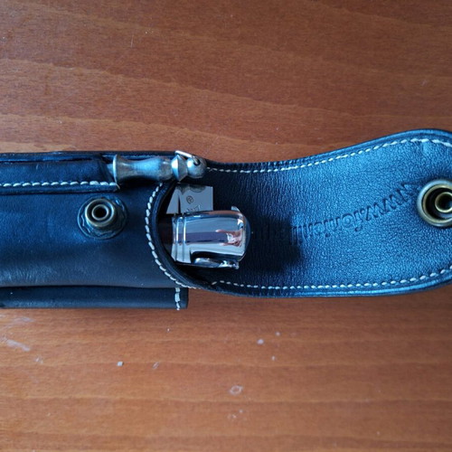 French knife new with leather case and sharpening steel