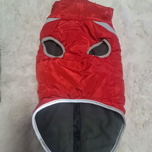 Dog jacket new, black and red, size L, waterproof and warm