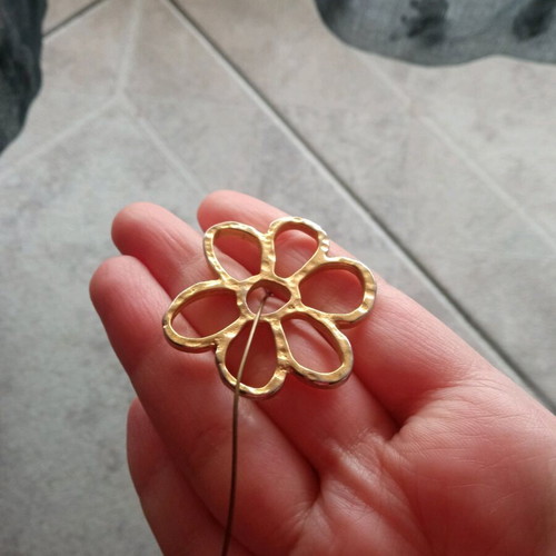 Dangly boho hoop earrings with flowers and beads like new