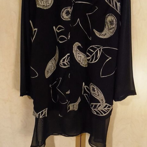 Vintage shirt with leaf pattern Katsigiannis used, black, size L