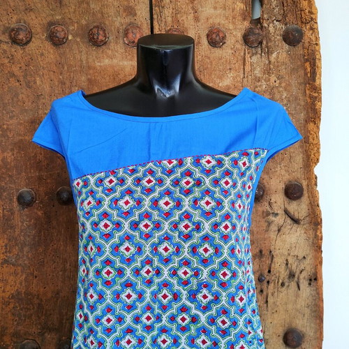 Boho dress like new, cotton with ethnic print, size small - medium