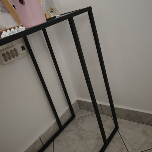 Glass Top Nightstands Set of Two Black Metal Like New