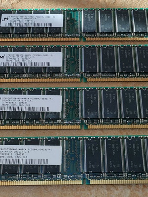 Micron DDR SDRAM 256MB 400MHz used, pack of 4