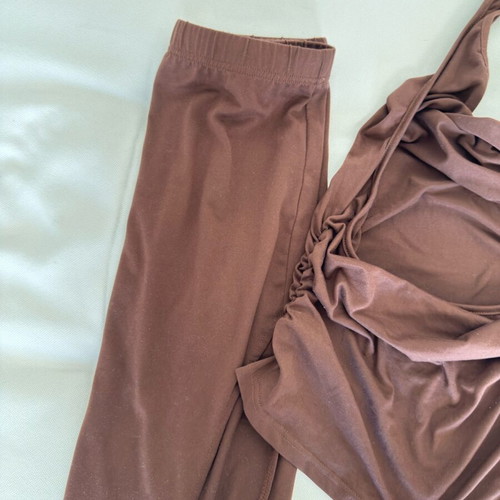 Shein brown elastic skirt and crop top set like new
