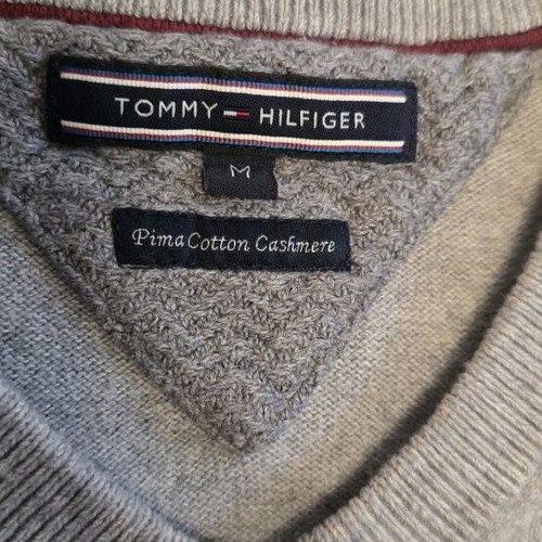 Tommy Hilfiger sweater with cashmere and cotton like new, gray-blue medium size