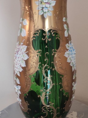Ornate Bohemian crystal vase like new, handmade
