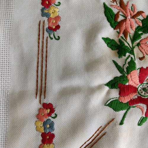 Handmade table runner new with DMC embroidery
