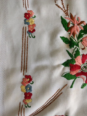 Handmade table runner new with DMC embroidery