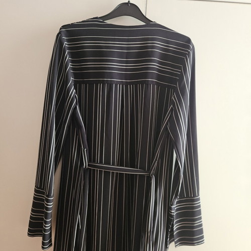 Zara Basic μακρύ ριγέ κιμονό ζακέτα, μαύρο με λευκές ρίγες