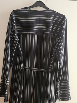 Zara Basic μακρύ ριγέ κιμονό ζακέτα, μαύρο με λευκές ρίγες