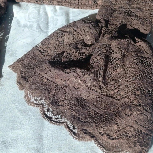 Vintage crop top brown lace with bell sleeve like new, one size