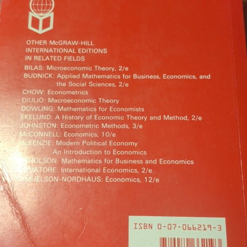 Fundamental Methods of Mathematical Economics used, English