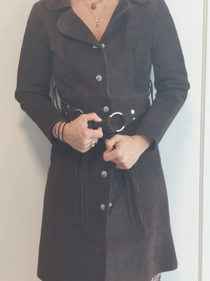 Leather vintage handmade brown coat like new