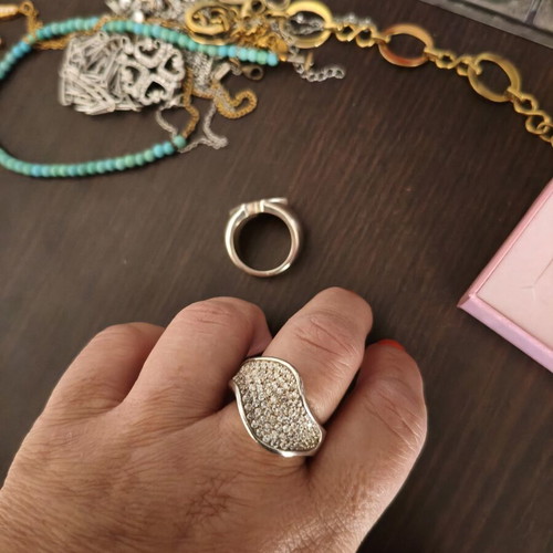 Silver ring 21mm with zircon, like new