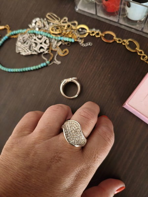 Silver ring 21mm with zircon, like new