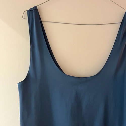 Zara long dress like new with side slit, blue satin