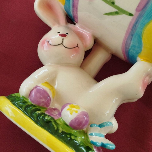 Easter porcelain egg holder new with bunny design
