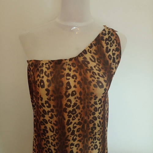 One-Shoulder Leopard Maxi Dress lightweight, flowy, like new