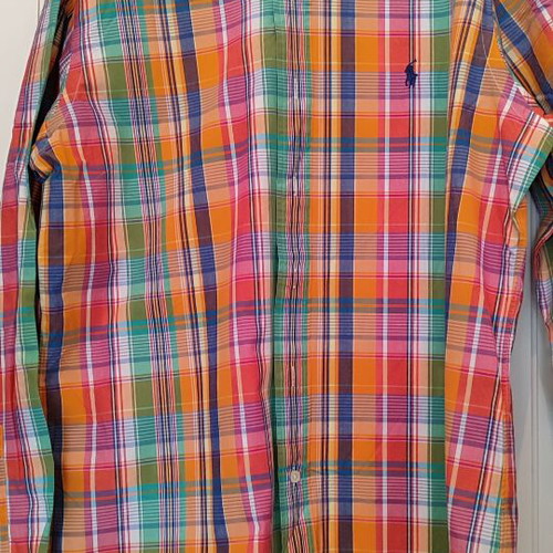 Polo Ralph Lauren men's plaid shirt L custom fit like new, 100% cotton
