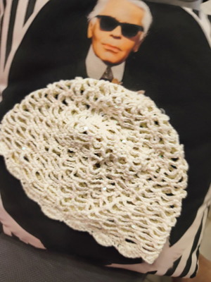 Handmade hat with sequins, new, beige