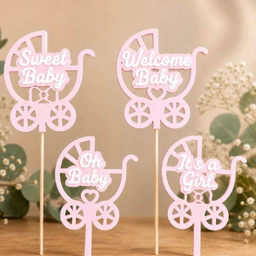 Baby Shower Cake Decorations set of 4, new