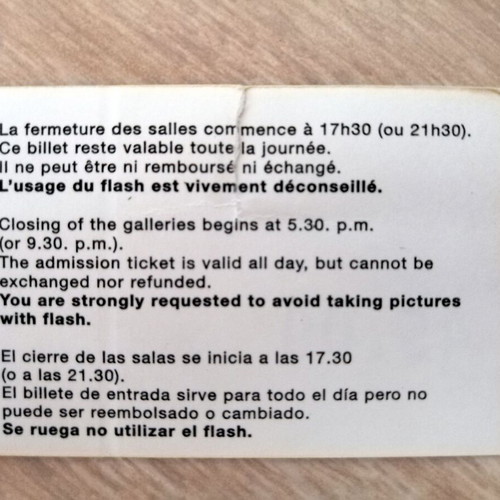 Louvre Museum Ticket used, collectible 1999 Paris