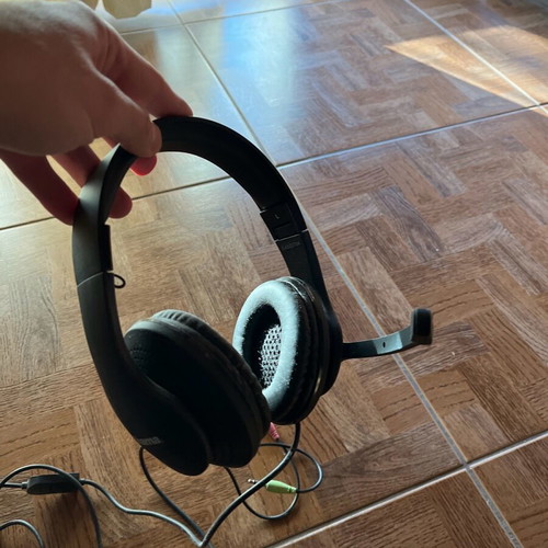 Headphones for PC with microphone used, black