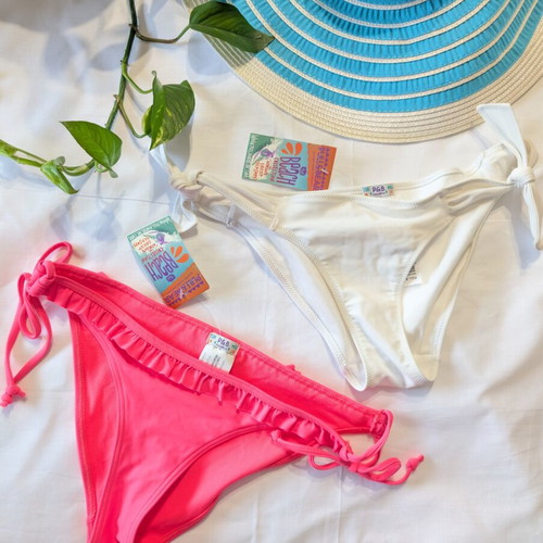 Pull & Bear bikini bottoms set size M new with tags, white and fuchsia