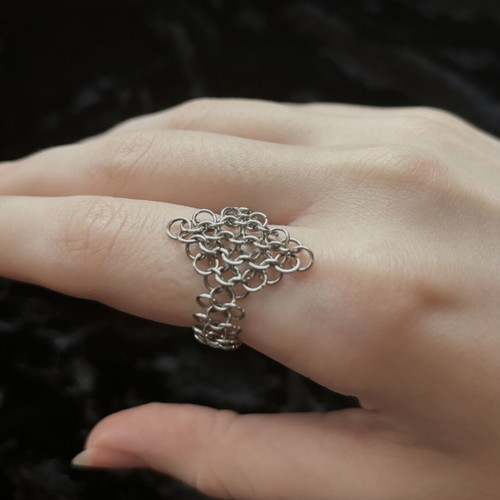Chainmail ring handmade, new, silver stainless steel