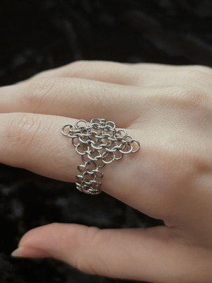 Δαχτυλίδι Chainmail χειροποίητο, καινούργιο, ασημί από ανοξείδωτο ατσάλι