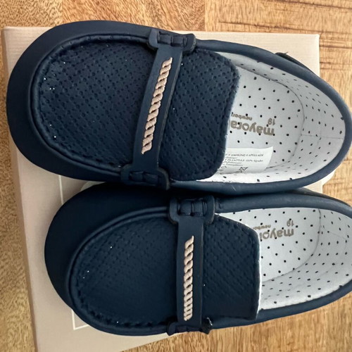 Mayoral blue baby moccasins size 19 like new