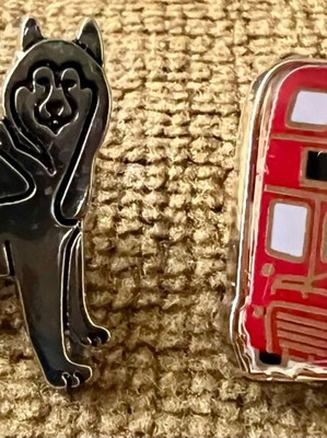 Burberry London Husky Dog and London Bus Pin Brooch like new