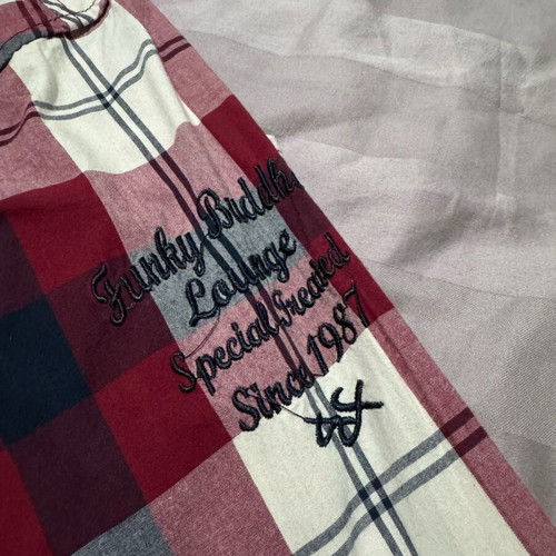 Funky Buddha Tartan Plaid Shirt Large like new, red/navy
