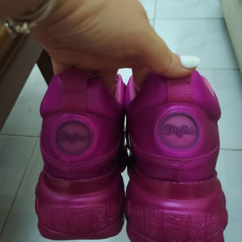 Buffalo Vegan Metallic Napa Sneakers Size 39 Like New Hot Pink