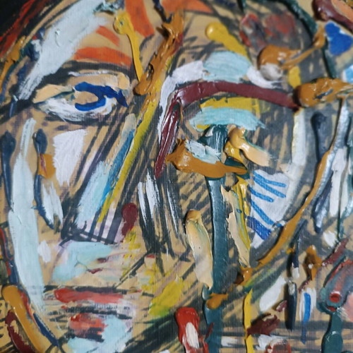 Titlos Ergou Oneiroparmenos custom order, oil on canvas 20x20 cm