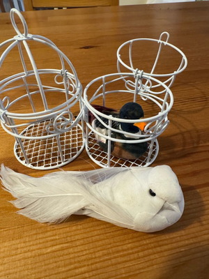 Decorative birds, duck and cages used for crafts