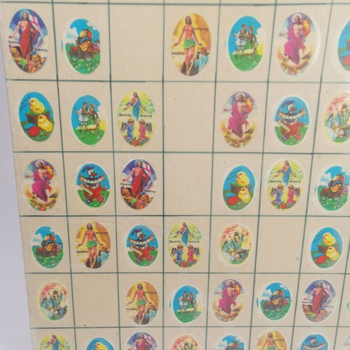 Greek cardboard sign with Easter decals used
