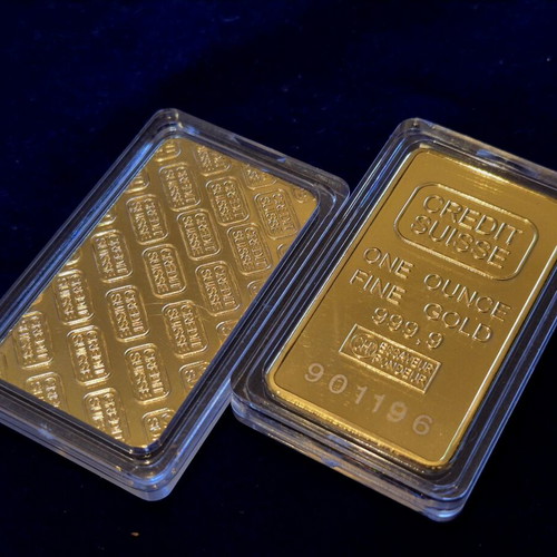 Credit Suisse 1oz Golden Bar gold plated, new