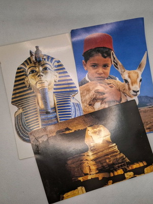 Egypt Air collectible cartes postales used, pack of 5, Egyptian themes