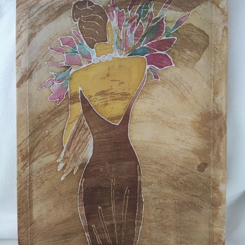 Batik artworks like new, set of two on canvas 30x40 cm