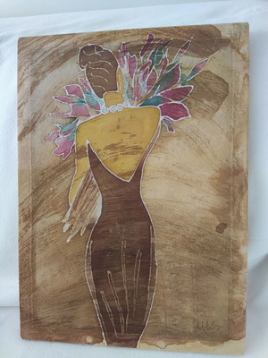 Έργα batik σαν καινούργια, σε τελάρα, σετ δύο 30x40 εκ