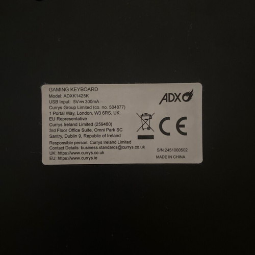 ADX gaming keyboard used with LED lighting
