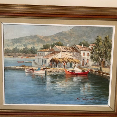 Painting by artist N. Maniatis like new, dimensions 60x43 cm