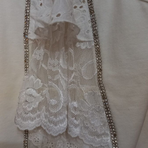 Paranoia cotton t-shirt with lace and rhinestones, like new, size M