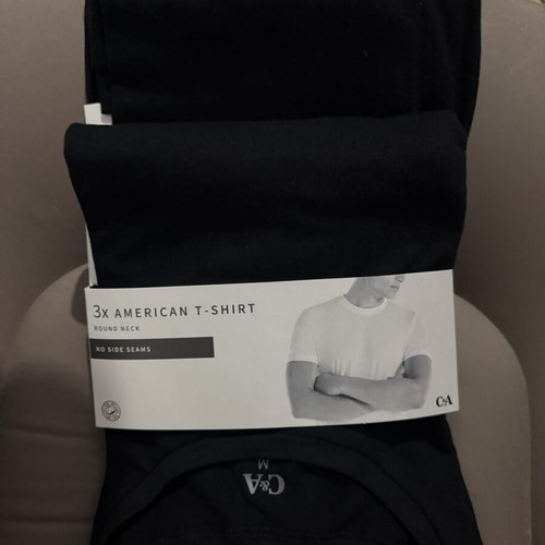 T-shirt 100% cotton black pack of 3 new C&A