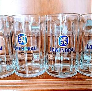 Συλλεκτικά ποτήρια μπύρας "Löwenbräu"με χερούλι σετ