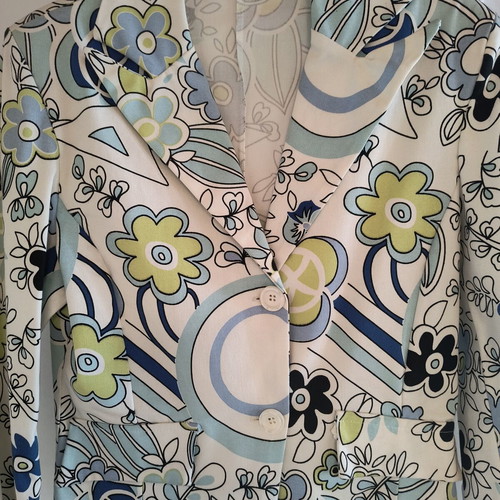 Cropped floral jacket like new, cotton elastic fabric, size S