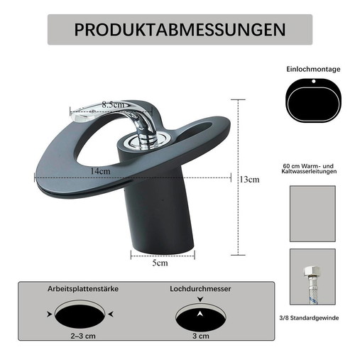 Sink faucet black with single handle, new, modern art design
