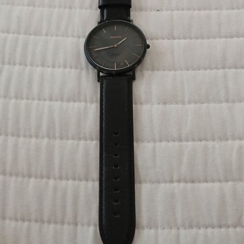 Oozoo unisex watch vintage series, like new, black leather strap